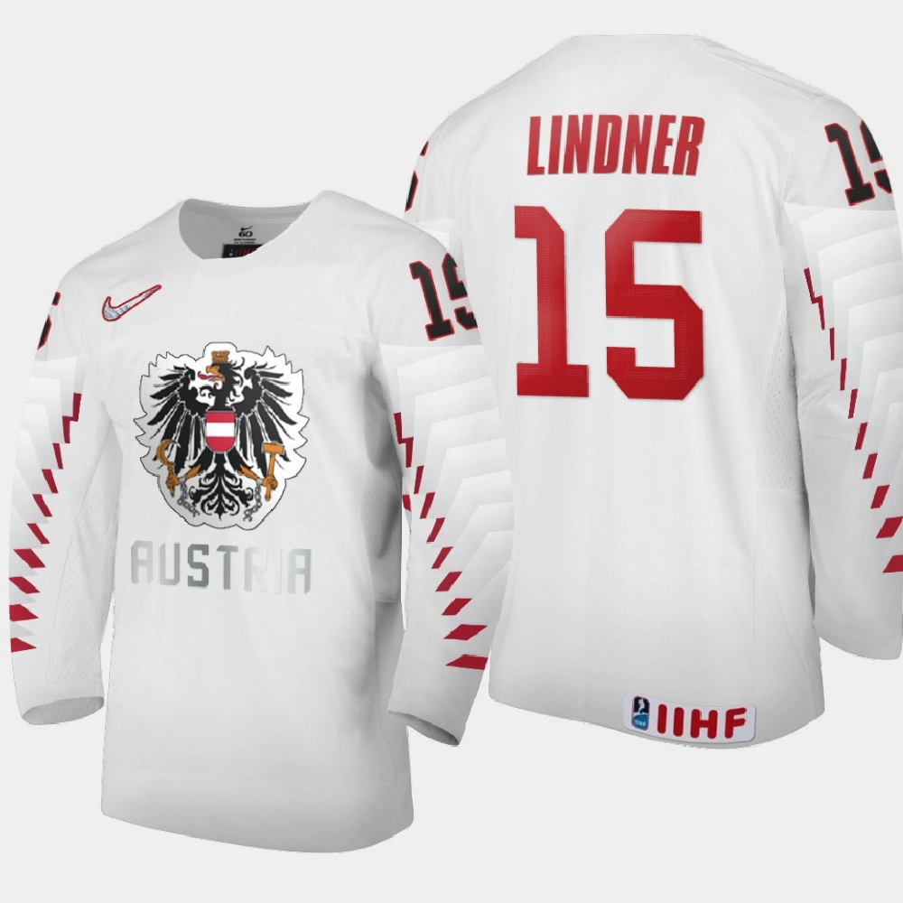 Women's Austria Team Luis Lindner #15 2021 IIHF World Junior Championship Home White Jersey