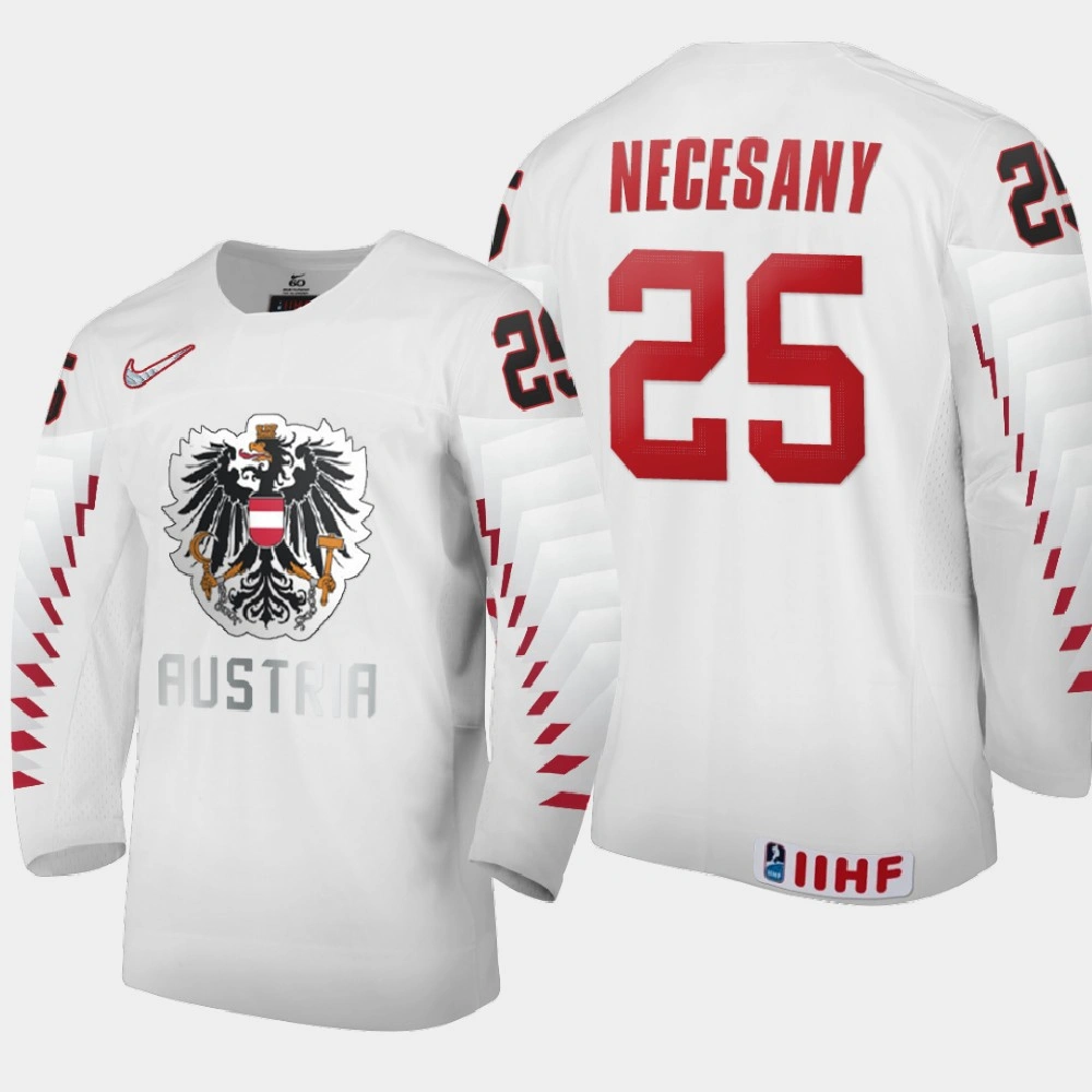 Youth Austria Team Lukas Necesany #25 2021 IIHF World Junior Championship Home White Jersey