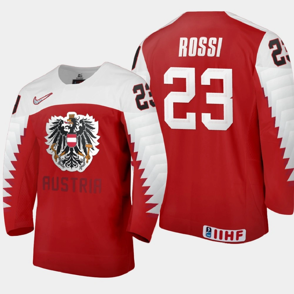 Women's Austria Team Marco Rossi #23 2021 IIHF World Junior Championship Away Red Jersey