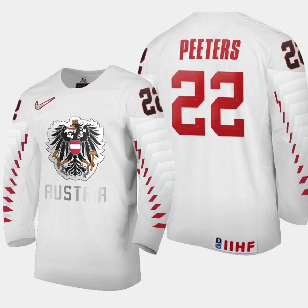 Women's Austria Team Senna Peeters #22 2021 IIHF World Junior Championship Home White Jersey Women's Austria Team Senna Peeters #22 2021 IIHF World Junior Championship Home White Jersey