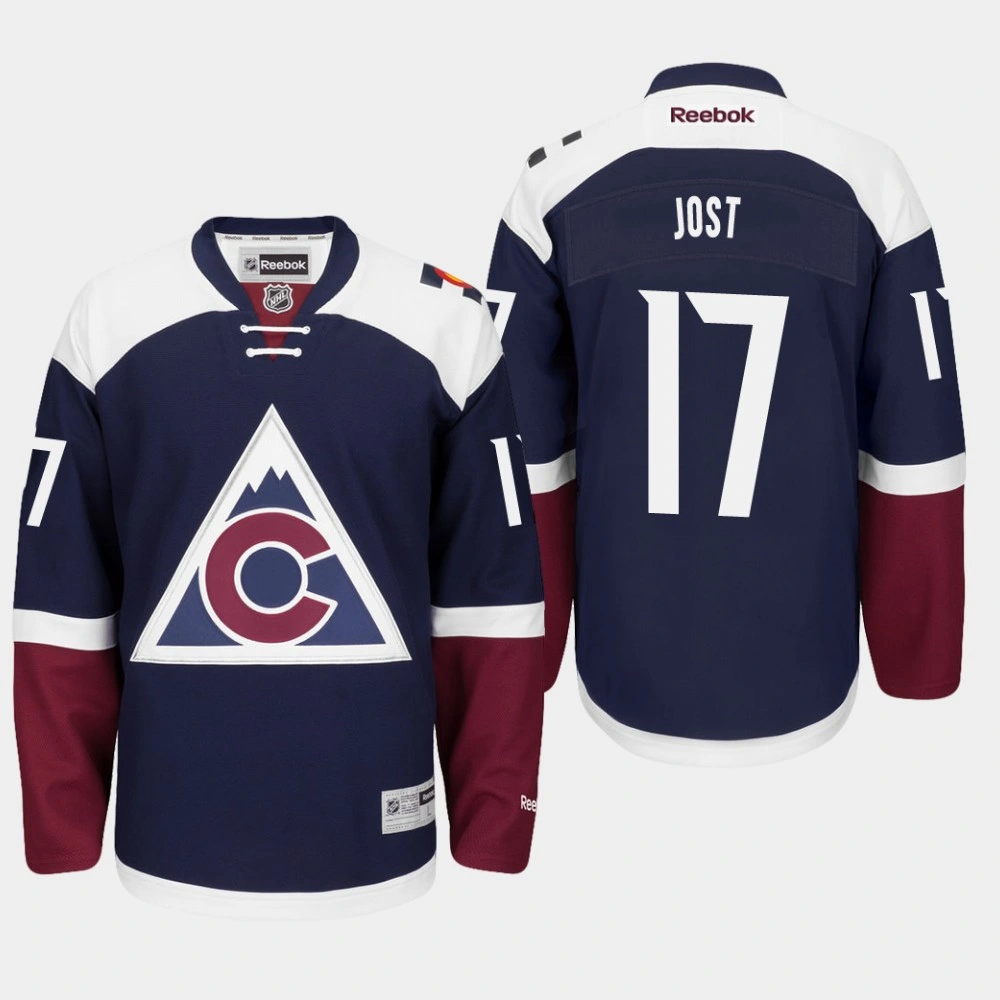 Colorado Avalanche #17 Tyson Jost Alternate Premier Reebok Navy Blue Jersey
