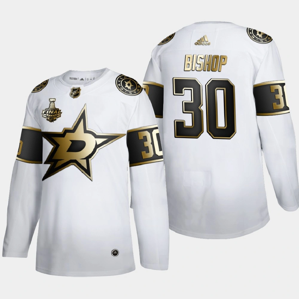 Youth Dallas Stars Ben Bishop #30 2020 Stanley Cup Final Gold Limited White Jersey