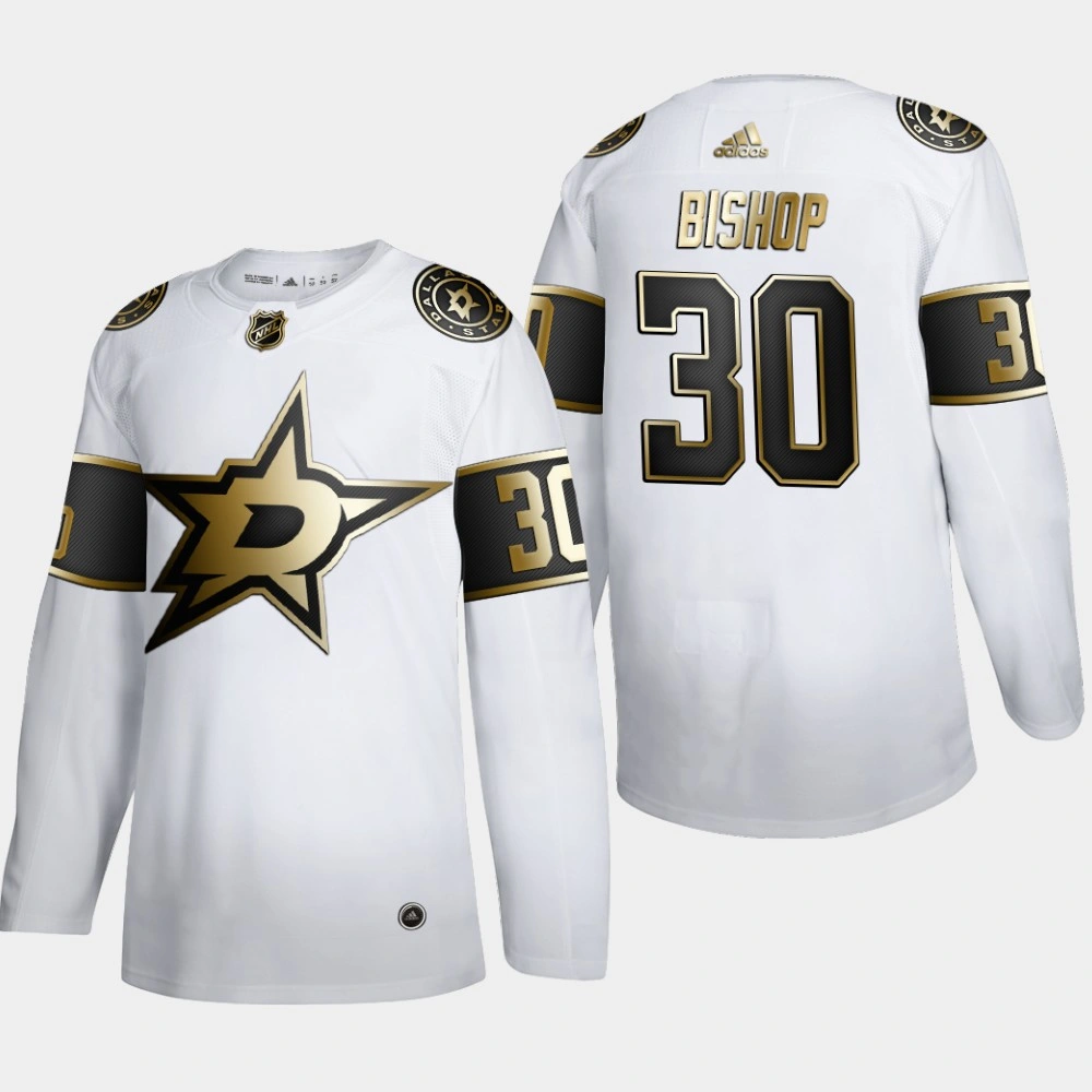 Youth Dallas Stars Ben Bishop #30 NHL Golden Edition White Authentic Jersey Youth Dallas Stars Ben Bishop #30 NHL Golden Edition White Authentic Jersey