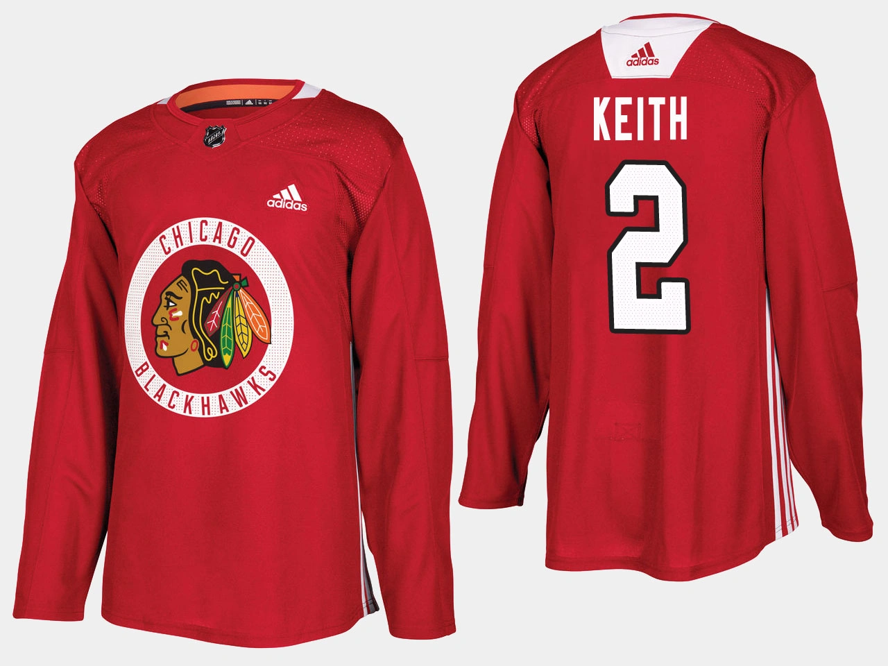 Women's Chicago Blackhawks #2 Duncan Keith Home Adidas Practice Player Red Jersey Women's Chicago Blackhawks #2 Duncan Keith Home Adidas Practice Player Red Jersey