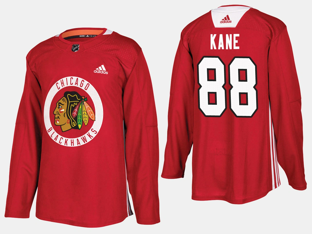 Women's Chicago Blackhawks #88 Patrick Kane Home Adidas Practice Player Red Jersey