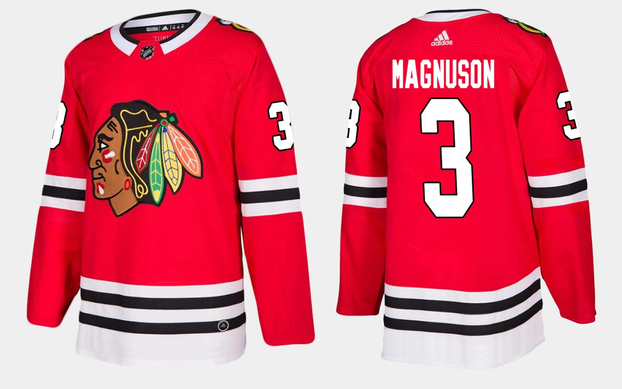 Chicago Blackhawks #3 Retired Keith Magnuson Home Red Jersey Chicago Blackhawks #3 Retired Keith Magnuson Home Red Jersey