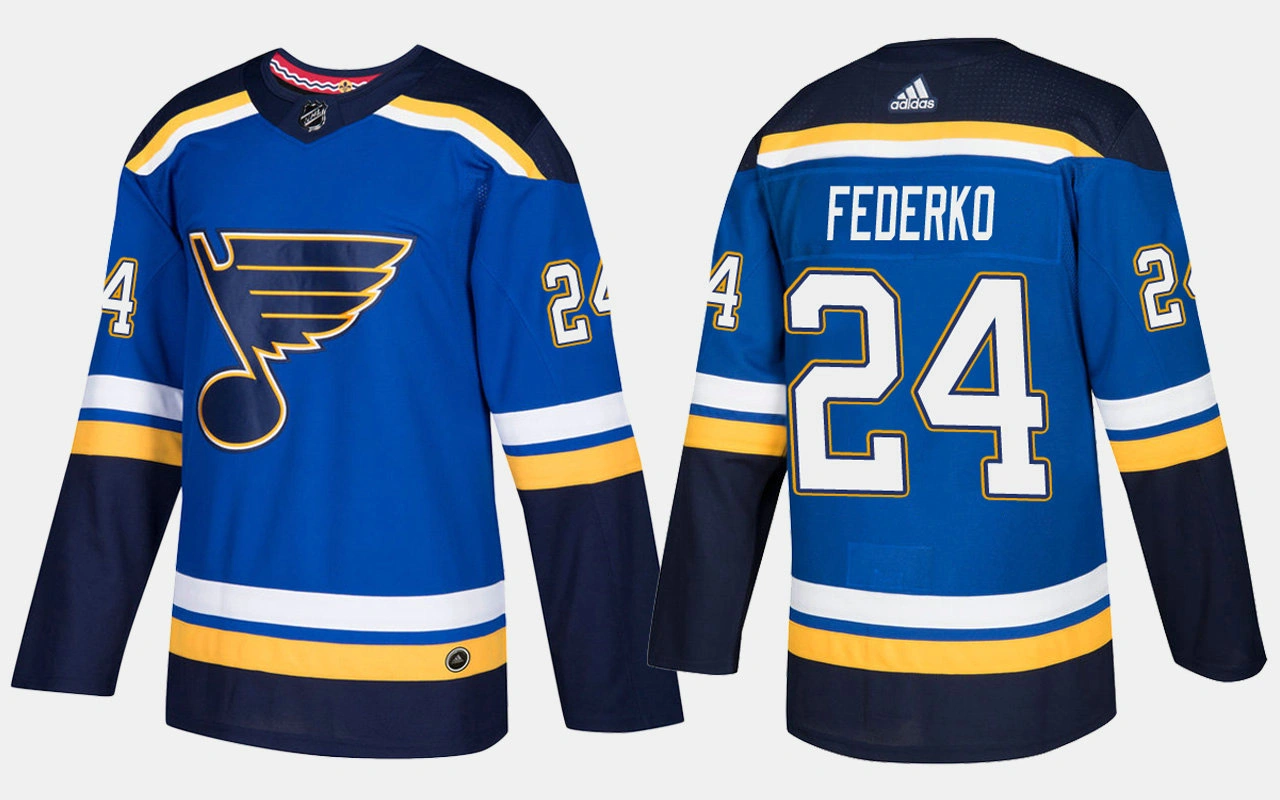 St. Louis Blues #24 Retired Bernie Federko Home Blue Jersey