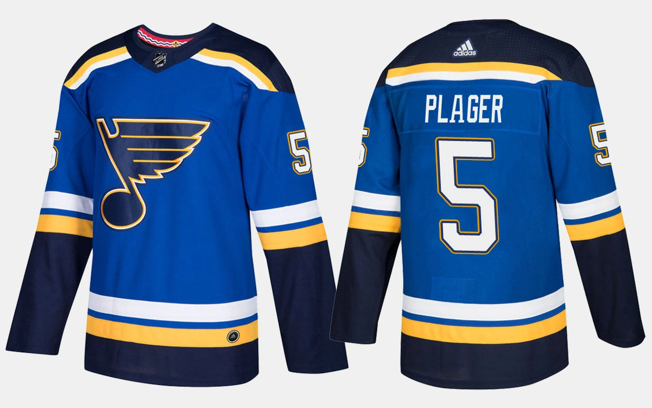 St. Louis Blues #5 Retired Bob Plager Home Blue Jersey