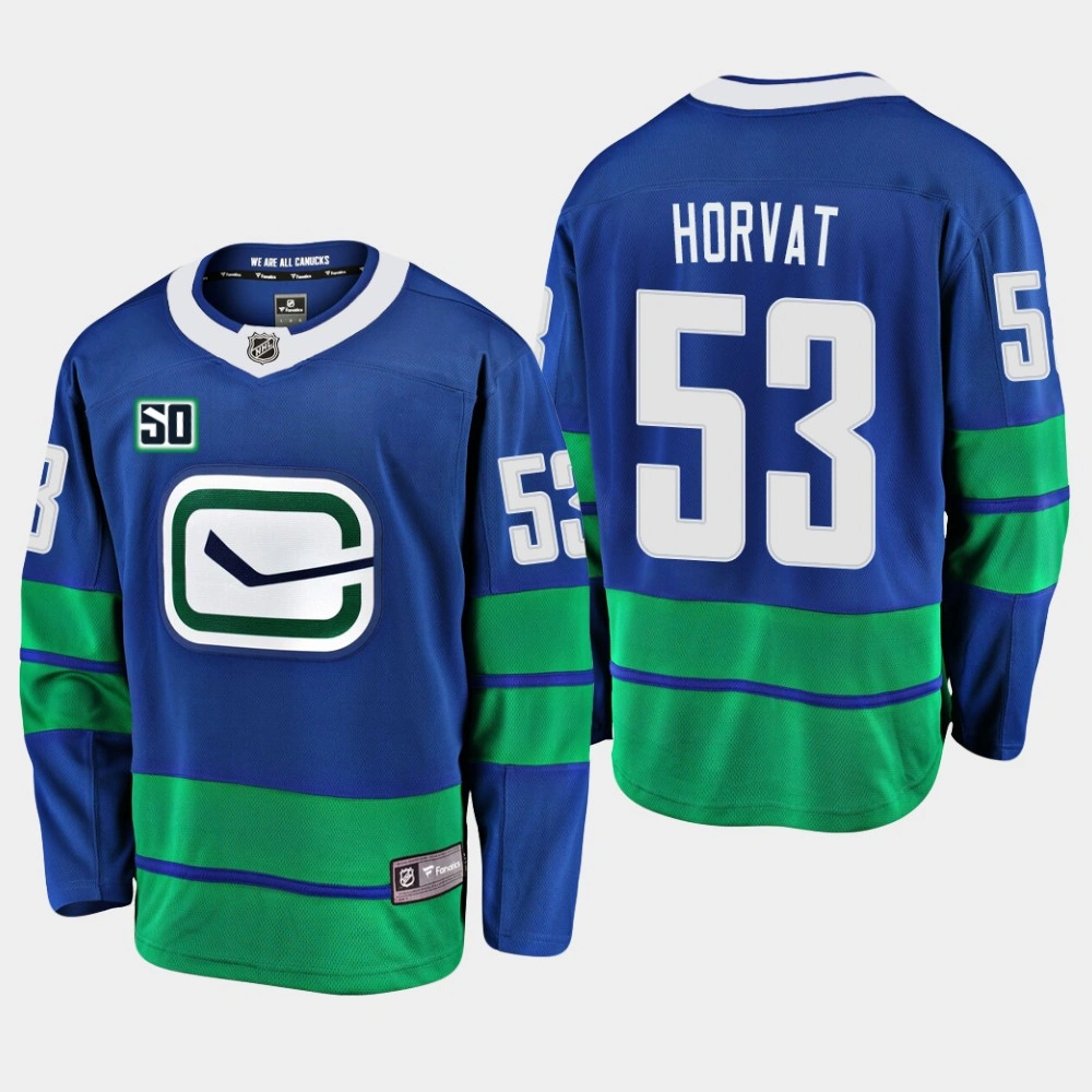 Women's Vancouver Canucks Bo Horvat #53 50th Anniversary Blue Alternate Jersey