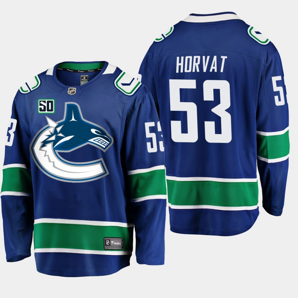 Women's Vancouver Canucks Bo Horvat #53 Blue 50th Anniversary Home Player Jersey Women's Vancouver Canucks Bo Horvat #53 Blue 50th Anniversary Home Player Jersey