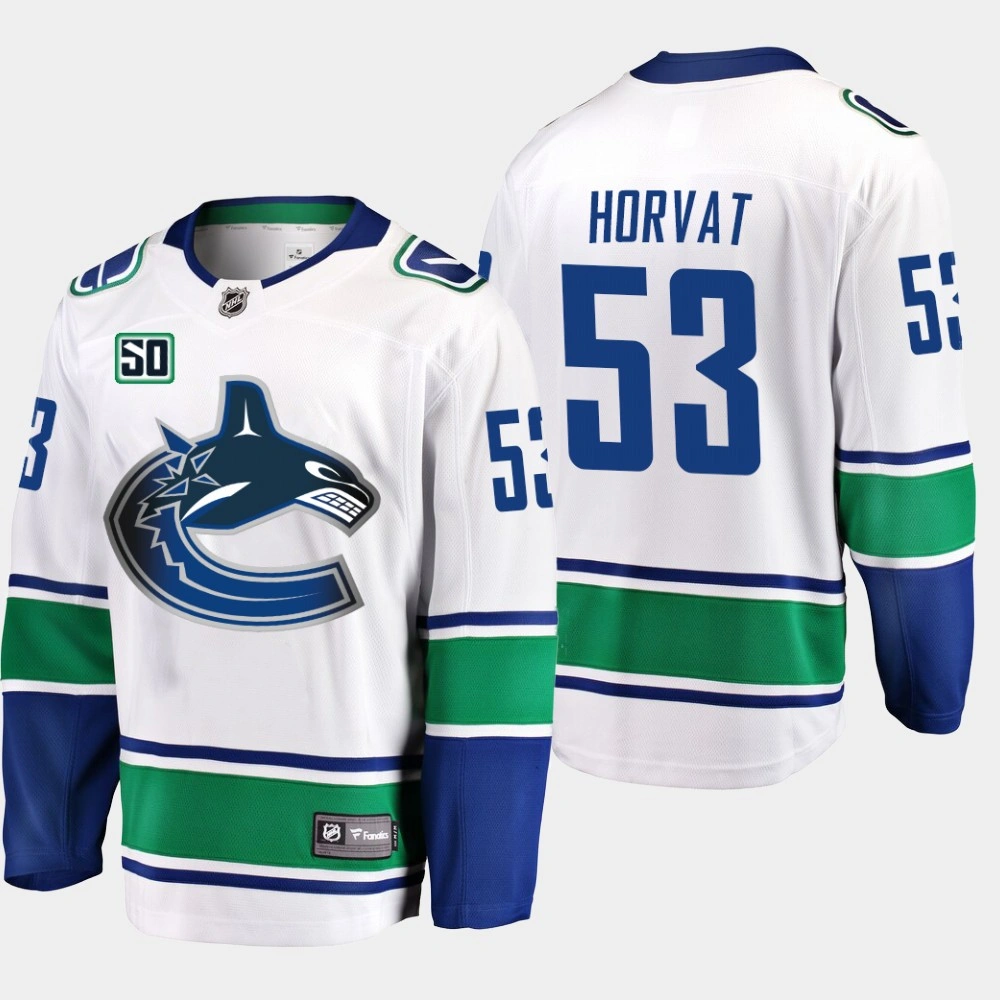 Women's Vancouver Canucks Bo Horvat #53 50th Anniversary White Away Jersey Women's Vancouver Canucks Bo Horvat #53 50th Anniversary White Away Jersey