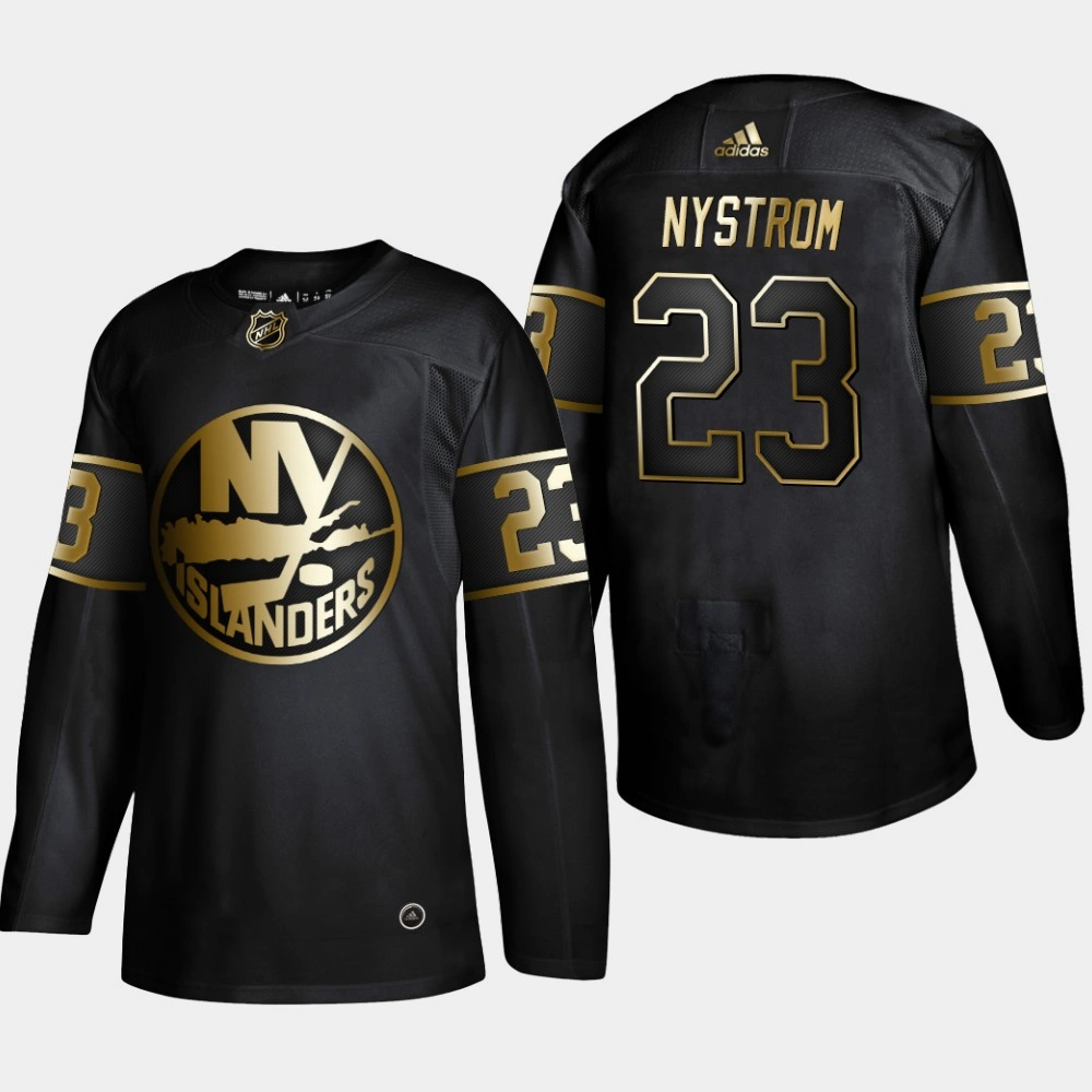 Men's Bob Nystrom #23 New York Islanders 2019 NHL Golden Edition Player Black Retired Player Jersey Men's Bob Nystrom #23 New York Islanders 2019 NHL Golden Edition Player Black Retired Player Jersey