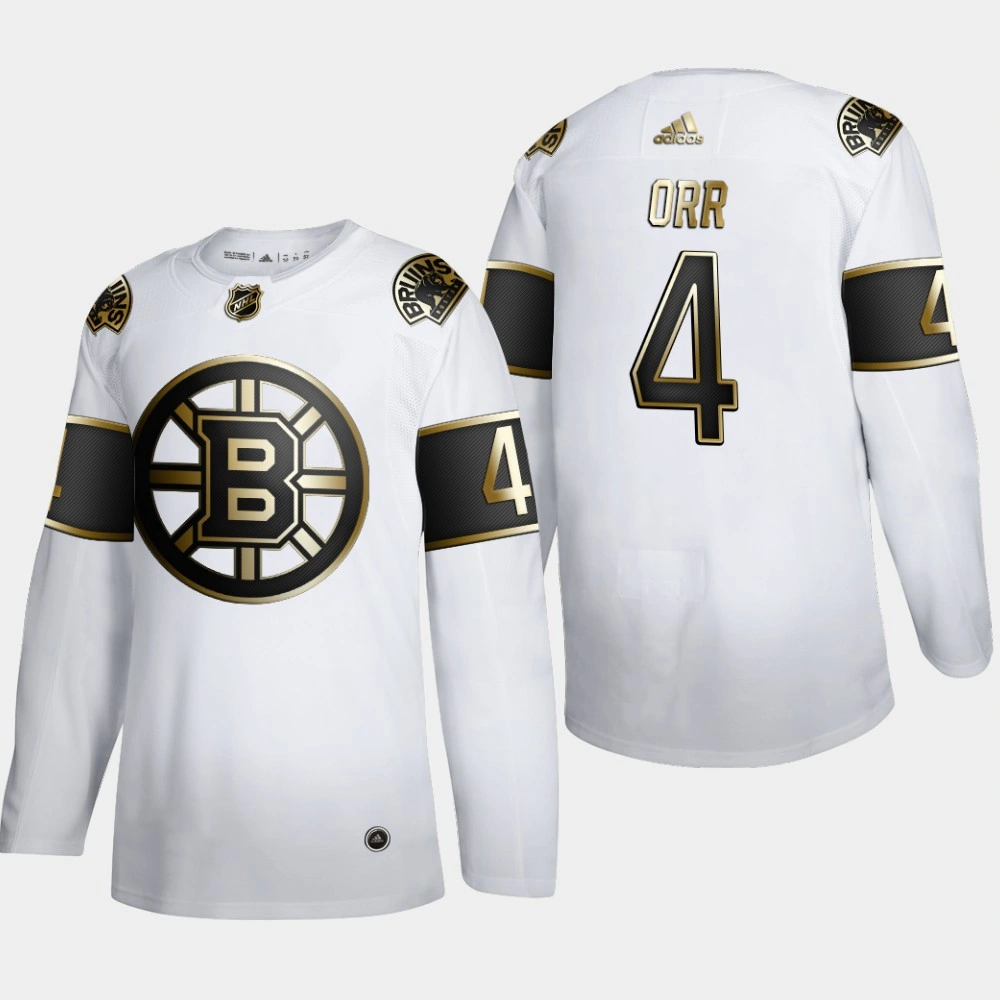 Youth Boston Bruins Bobby Orr #4 NHL Golden Edition White Retired Authentic Jersey Youth Boston Bruins Bobby Orr #4 NHL Golden Edition White Retired Authentic Jersey