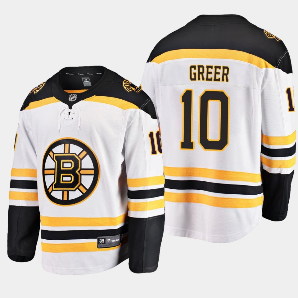 Boston Bruins A.J. Greer Away White #10 Jersey Breakaway Player