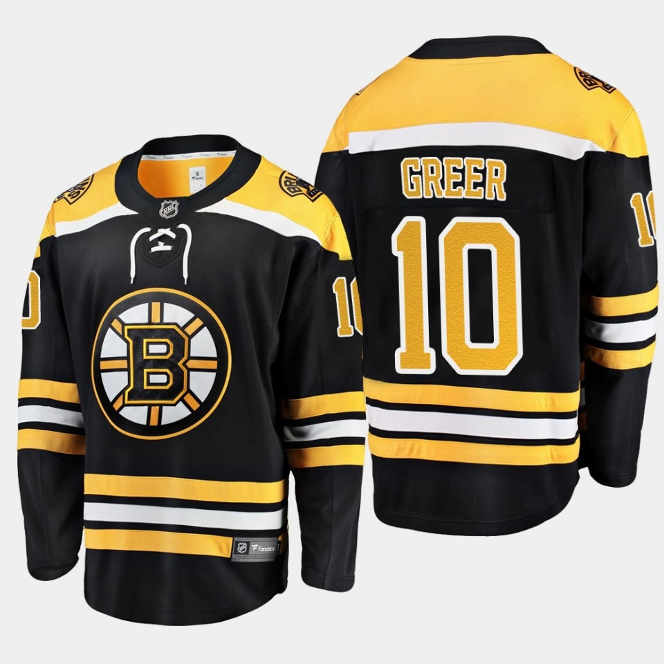 Boston Bruins A.J. Greer Home Black #10 Jersey Breakaway Player