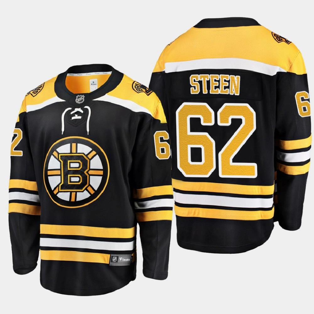 Men's Boston Bruins Oskar Steen #62 Home 2021 Black Jersey Men's Boston Bruins Oskar Steen #62 Home 2021 Black Jersey