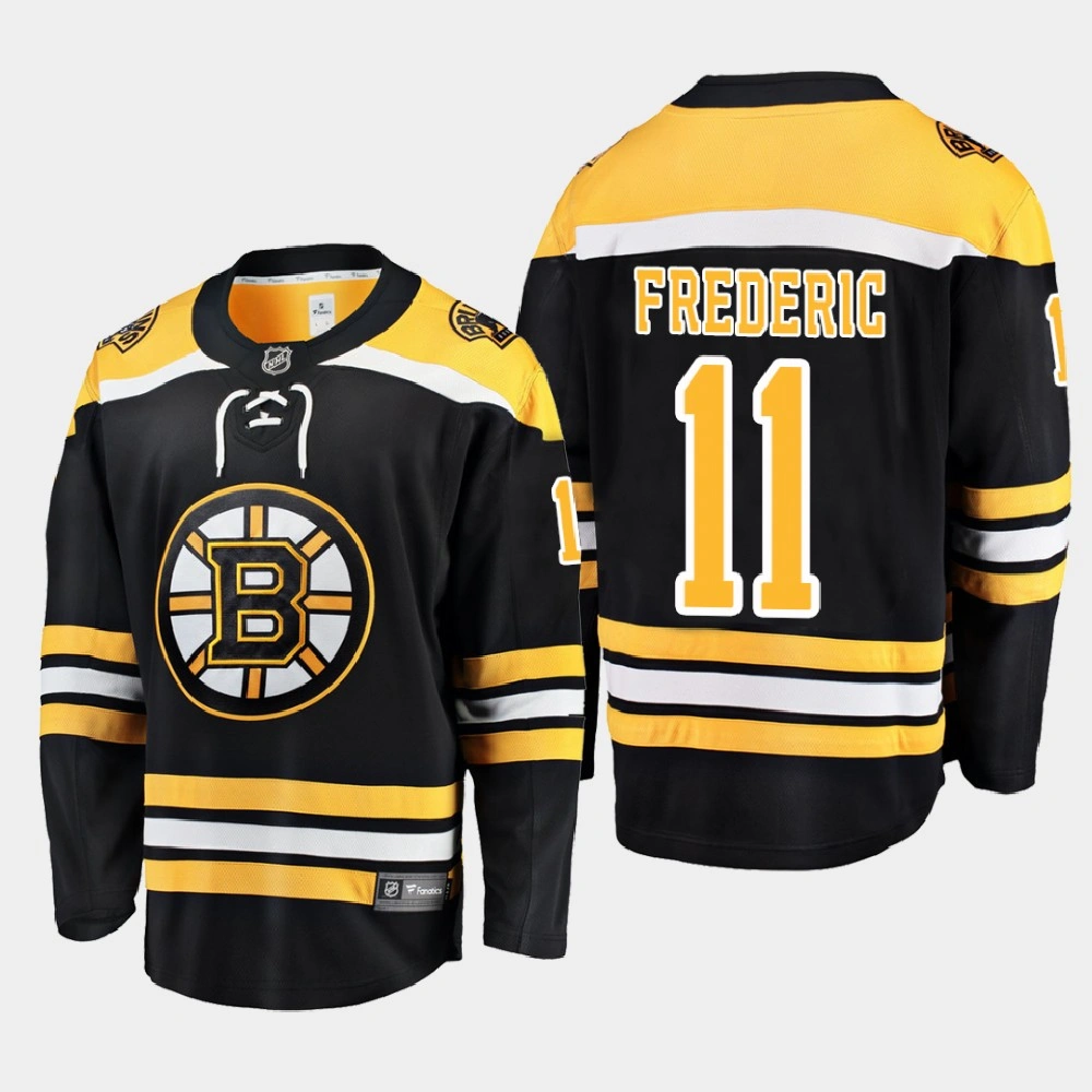 Men's Boston Bruins Trent Frederic #11 Home 2020-21 Breakaway Player Black Jersey Men's Boston Bruins Trent Frederic #11 Home 2020-21 Breakaway Player Black Jersey