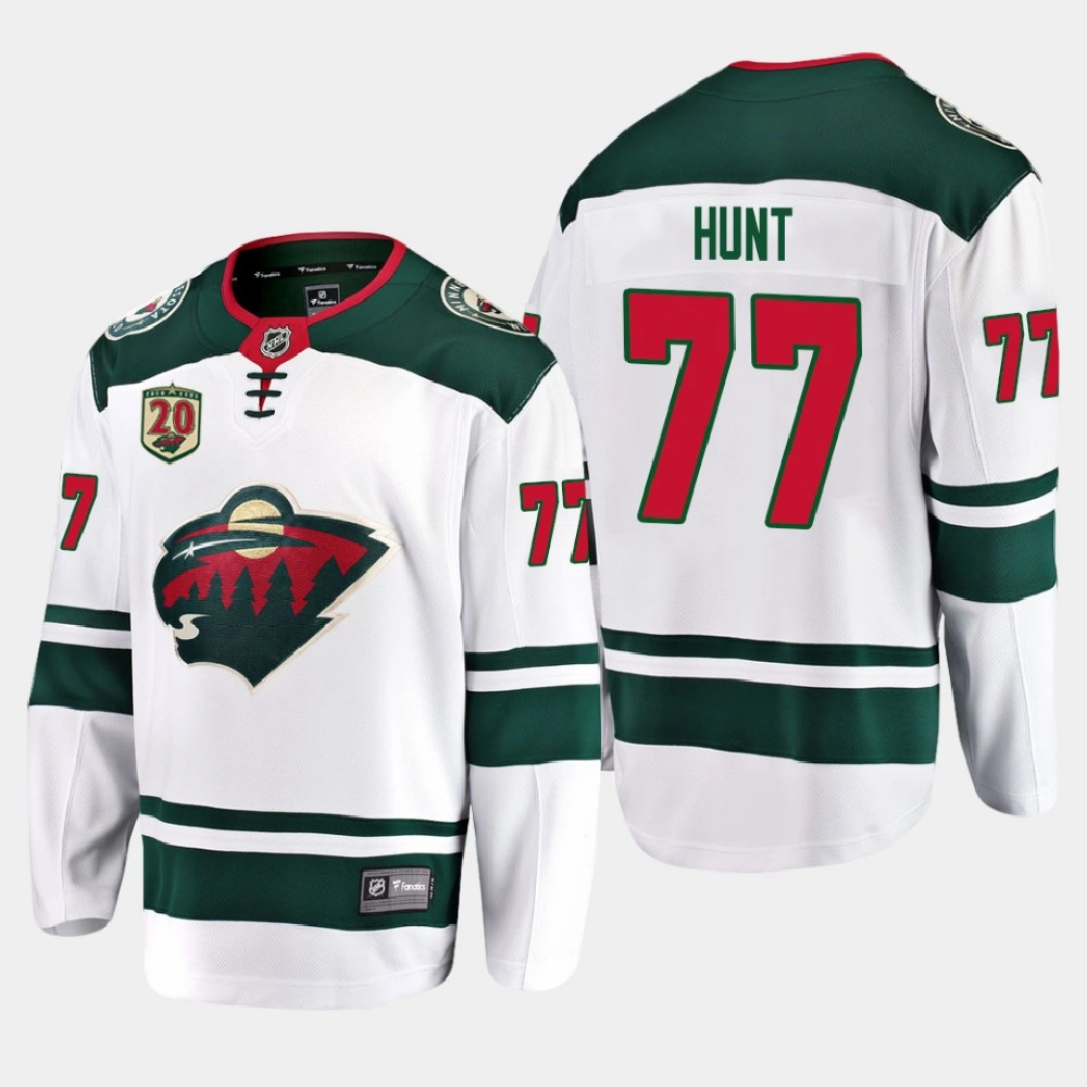 Minnesota Wild #77 Brad Hunt 2020-21 20th Anniversary Away White Jersey Minnesota Wild #77 Brad Hunt 2020-21 20th Anniversary Away White Jersey