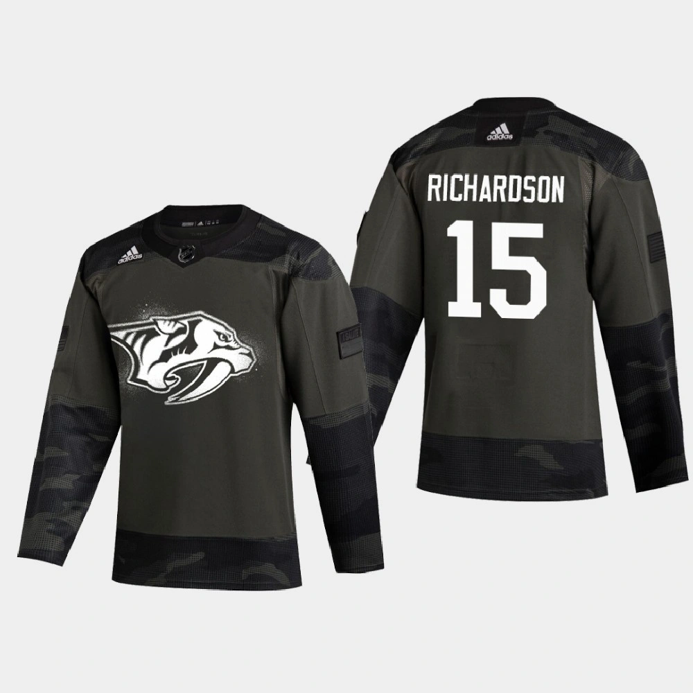 Women's Nashville Predators Brad Richardson #15 2020 Veterans Day Authentic Practice Camo Jersey