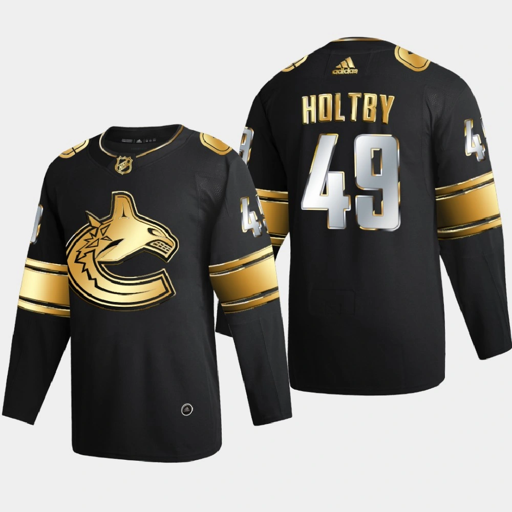 Men Vancouver Canucks Braden Holtby #49 2020-21 Golden Edition Limited Authentic Jersey - Black
