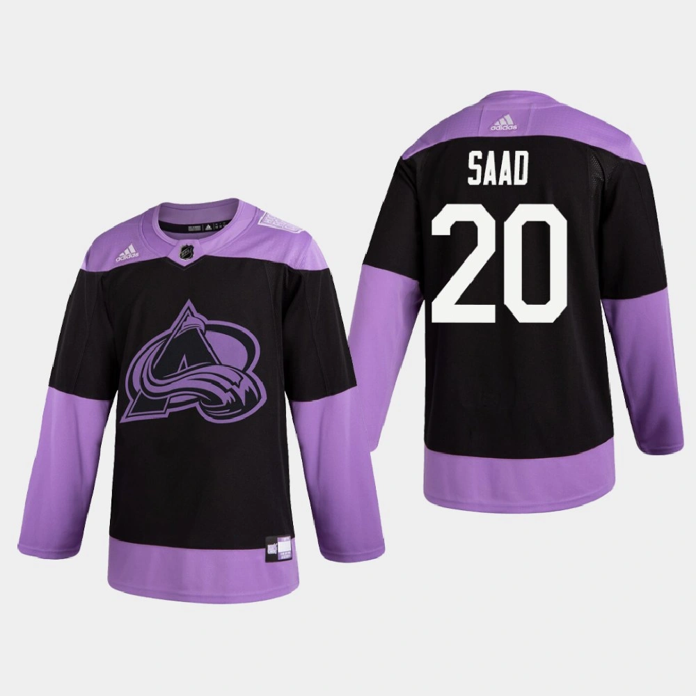 Youth Colorado Avalanche Brandon Saad #20 2020 Hockey Fights Cancer Practice Black Jersey