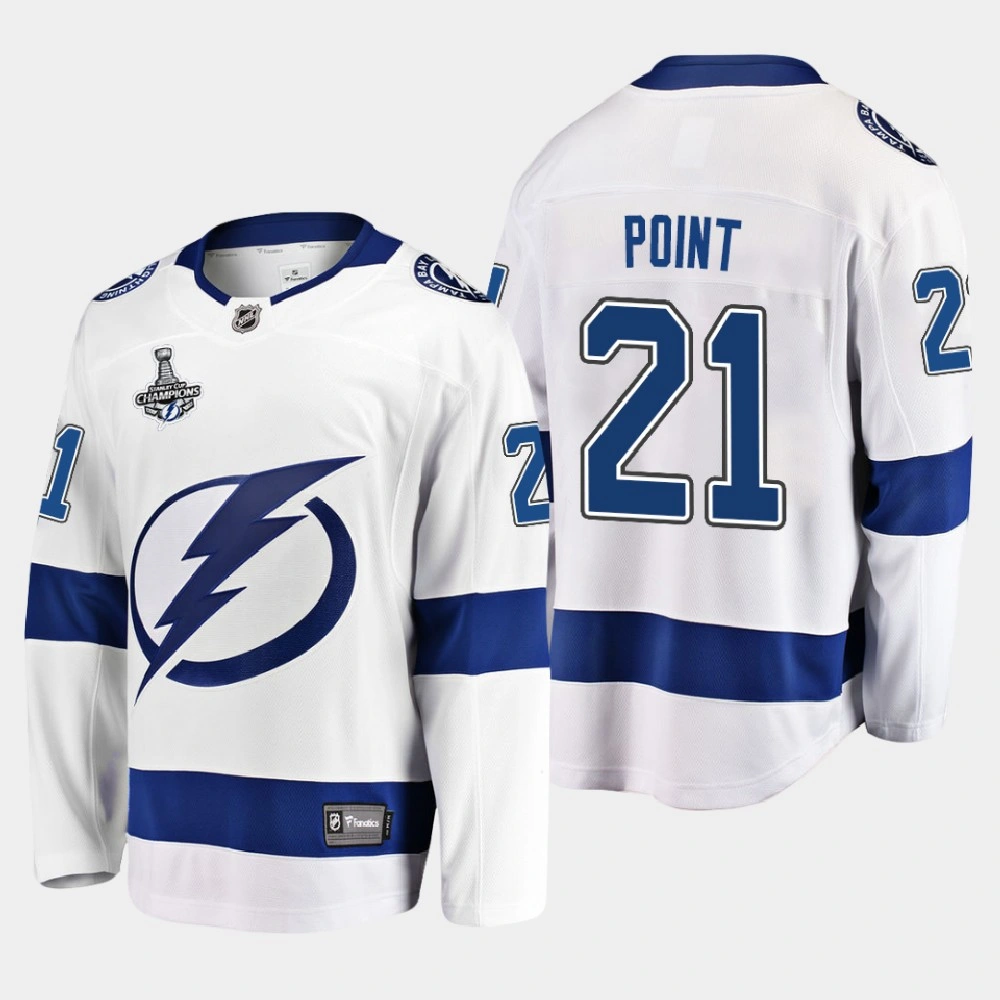 Men's Tampa Bay Lightning Brayden Point #21 2020 Stanley Cup Champions Away Breakaway Player White Jersey