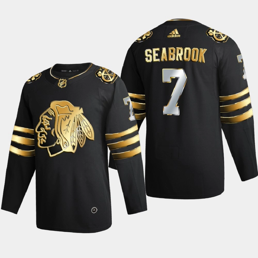 Men Chicago Blackhawks Brent Seabrook #7 2020-21 Authentic Golden Limited Edition Jersey - Black