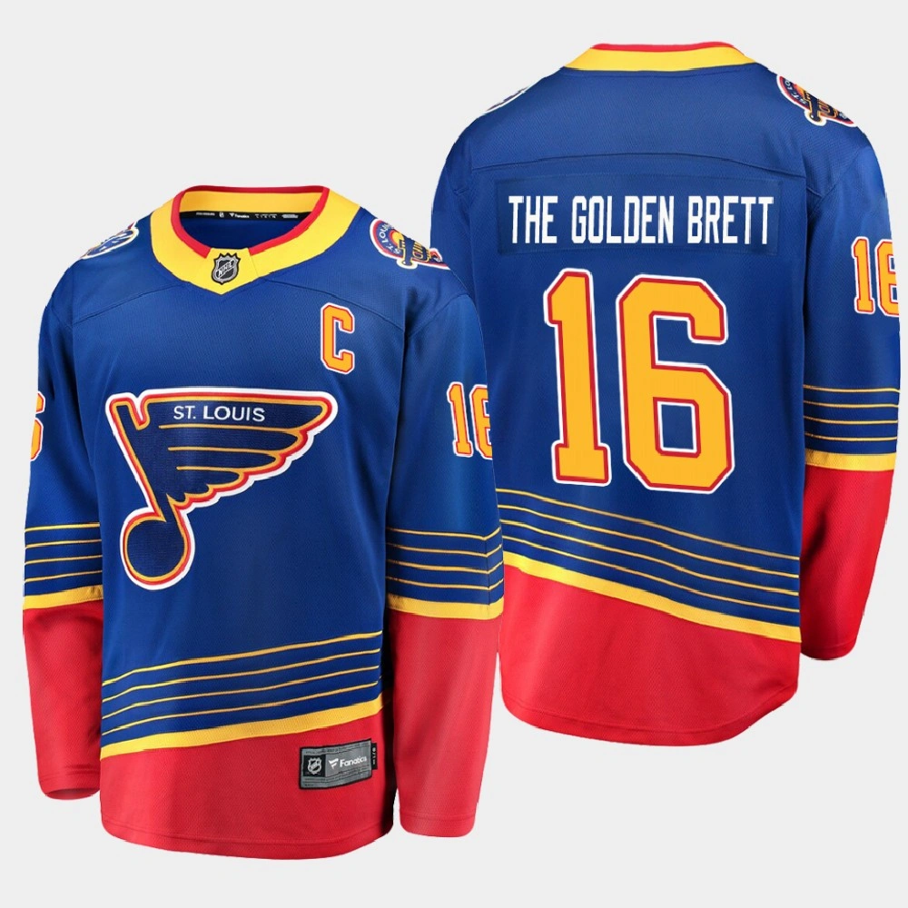 Men's St. Louis Blues Brett Hull #16 Retired Player Nikename Throwback Blue Jersey