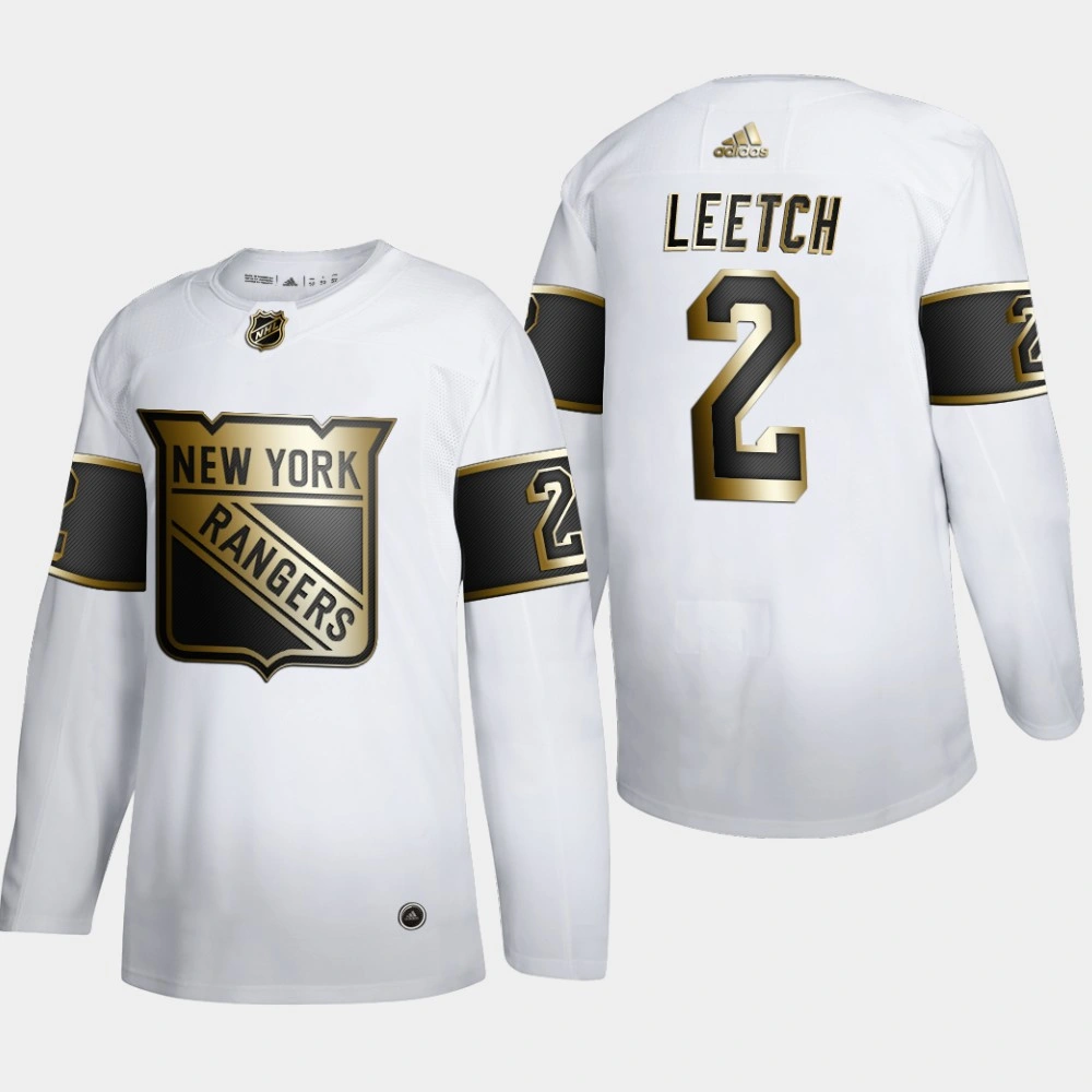 Youth New York Rangers Brian Leetch #2 NHL Golden Edition White Retired Authentic Jersey