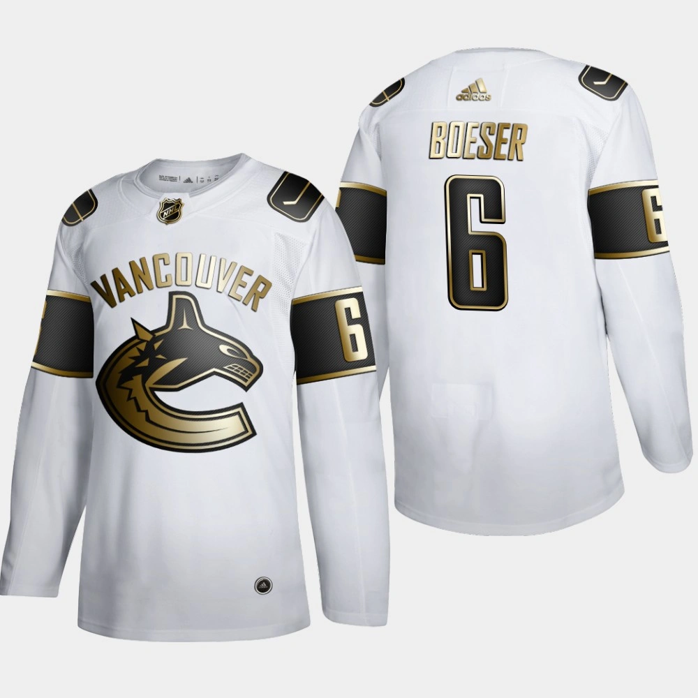 Youth Vancouver Canucks Brock Boeser #6 NHL Golden Edition White Authentic Jersey Youth Vancouver Canucks Brock Boeser #6 NHL Golden Edition White Authentic Jersey