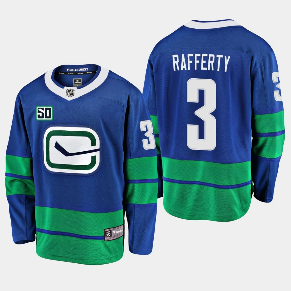 Women's Vancouver Canucks Brogan Rafferty #3 50th Anniversary Blue Alternate Jersey
