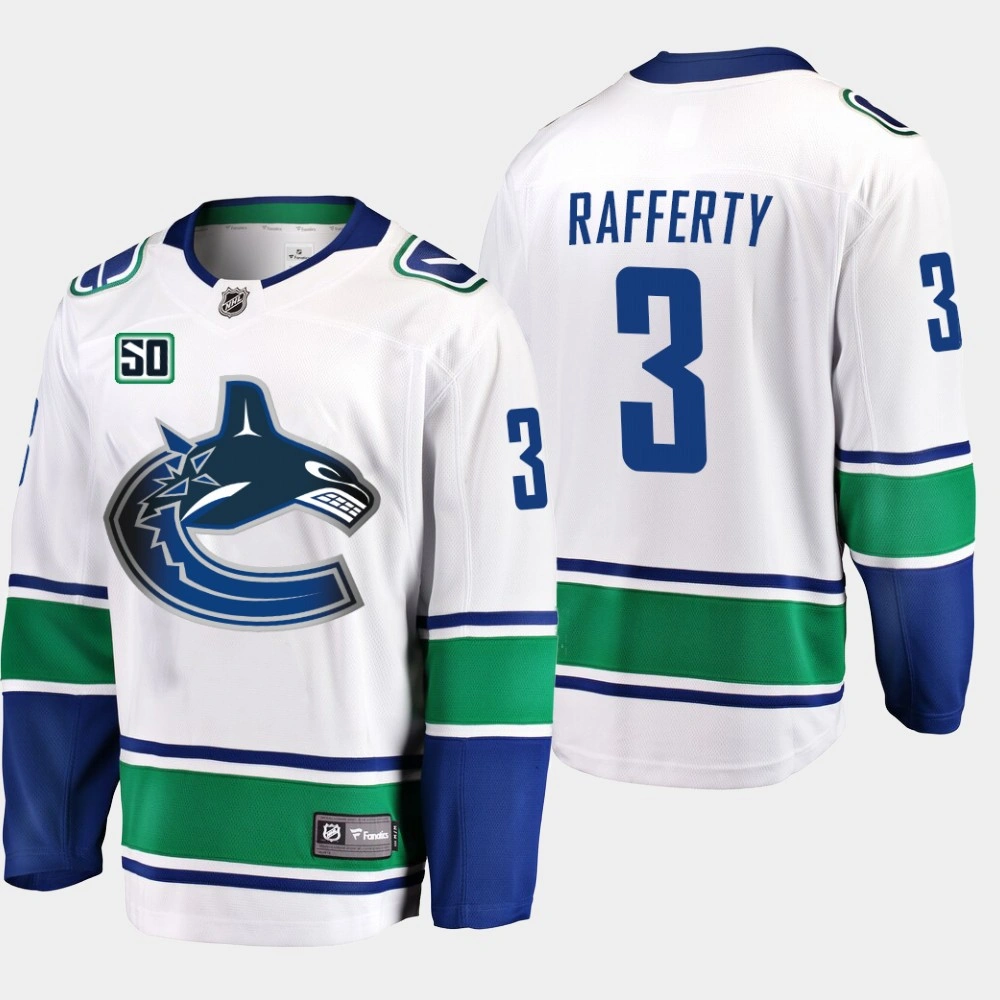 Women's Vancouver Canucks Brogan Rafferty #3 50th Anniversary White Away Jersey