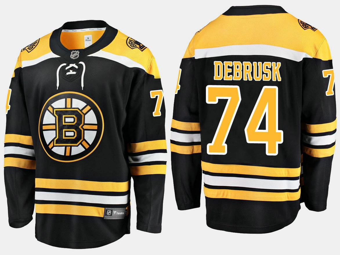 Youth Boston Bruins #74 Jake DeBrusk Home Breakaway Player Black Jersey