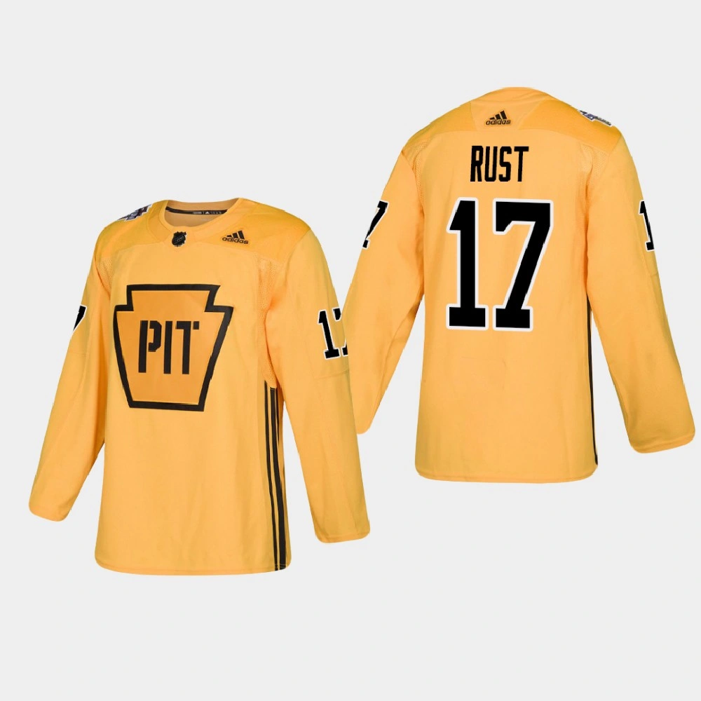 Women's Pittsburgh Penguins Bryan Rust #17 Practice Authentic Gold Jersey