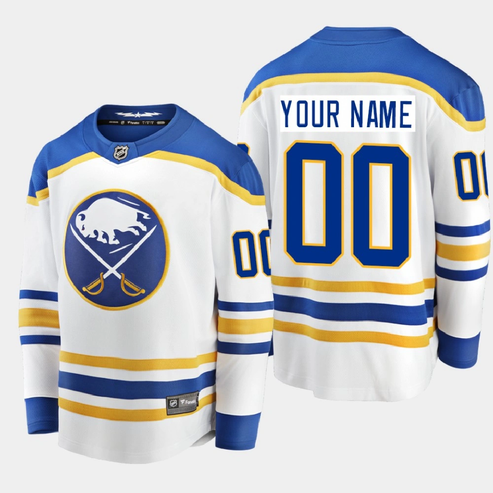 Men's Buffalo Sabres Custom #00 Away Breakaway Player White 2020-21 Jersey Men's Buffalo Sabres Custom #00 Away Breakaway Player White 2020-21 Jersey