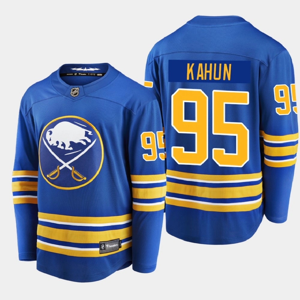 Men's Buffalo Sabres Dominik Kahun #95 Home Breakaway Player Royal 2020-21 Jersey Men's Buffalo Sabres Dominik Kahun #95 Home Breakaway Player Royal 2020-21 Jersey