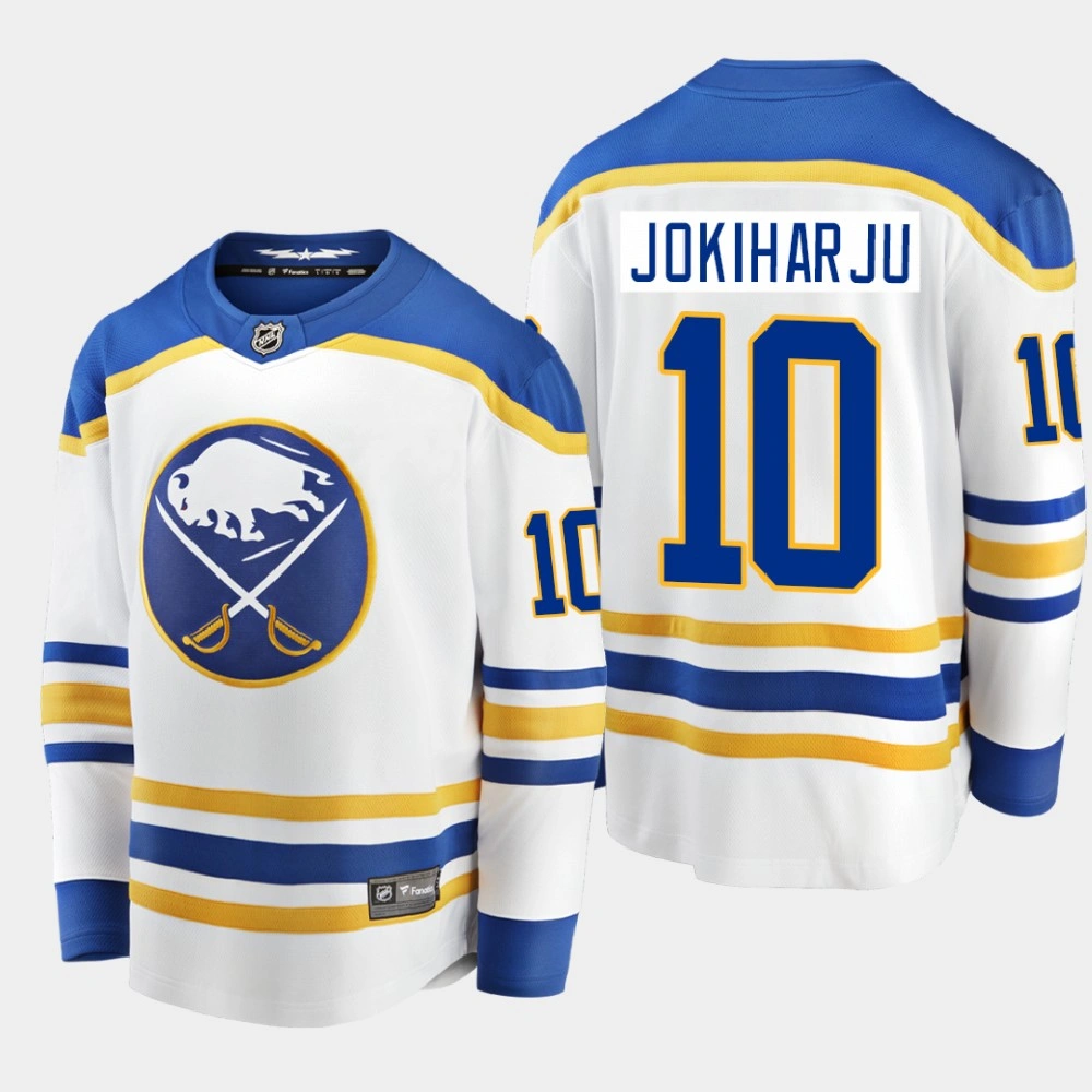 Men's Buffalo Sabres Henri Jokiharju #10 Away Breakaway Player White 2020-21 Jersey Men's Buffalo Sabres Henri Jokiharju #10 Away Breakaway Player White 2020-21 Jersey