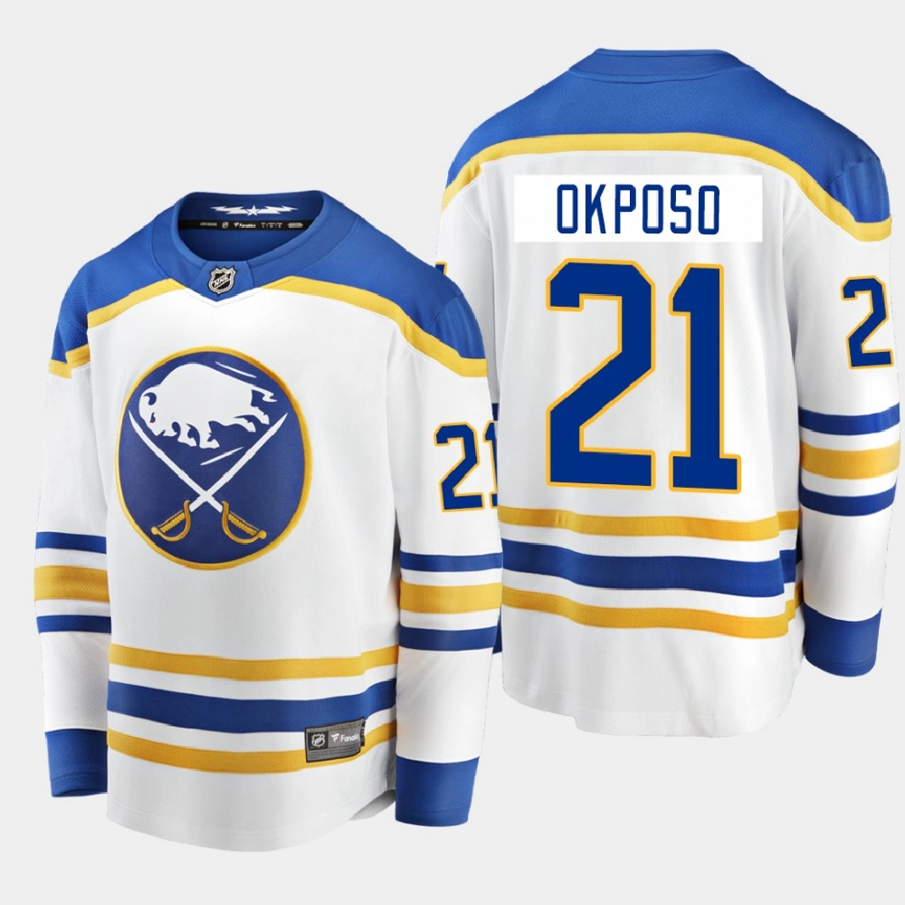 Men's Buffalo Sabres Kyle Okposo #21 Away Breakaway Player White 2020-21 Jersey Men's Buffalo Sabres Kyle Okposo #21 Away Breakaway Player White 2020-21 Jersey