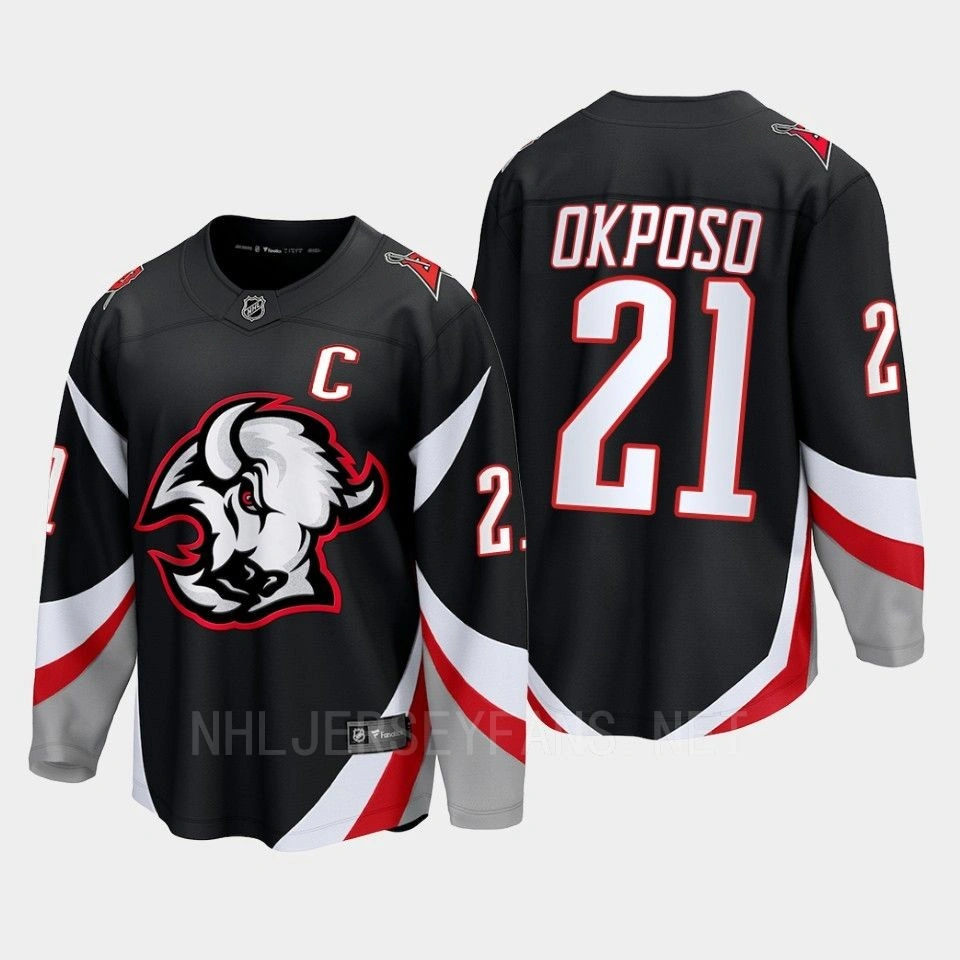 Women's Kyle Okposo Buffalo Sabres 2022-23 Goathead Third Premier Breakaway Player Black Jersey Women's Kyle Okposo Buffalo Sabres 2022-23 Goathead Third Premier Breakaway Player Black Jersey