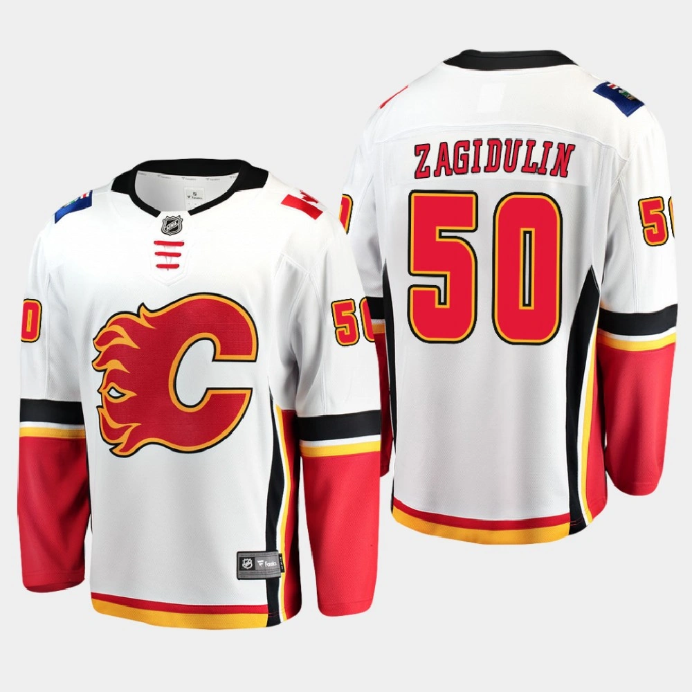 Women's Calgary Flames Artyom Zagidulin #50 Away Breakaway Player White Jersey