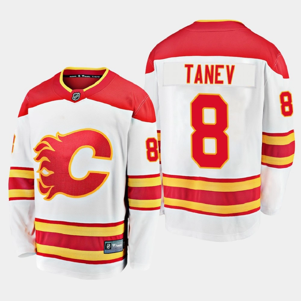 Men's Calgary Flames Chris Tanev #8 Away 2020-21 Breakaway Player White Jersey Men's Calgary Flames Chris Tanev #8 Away 2020-21 Breakaway Player White Jersey