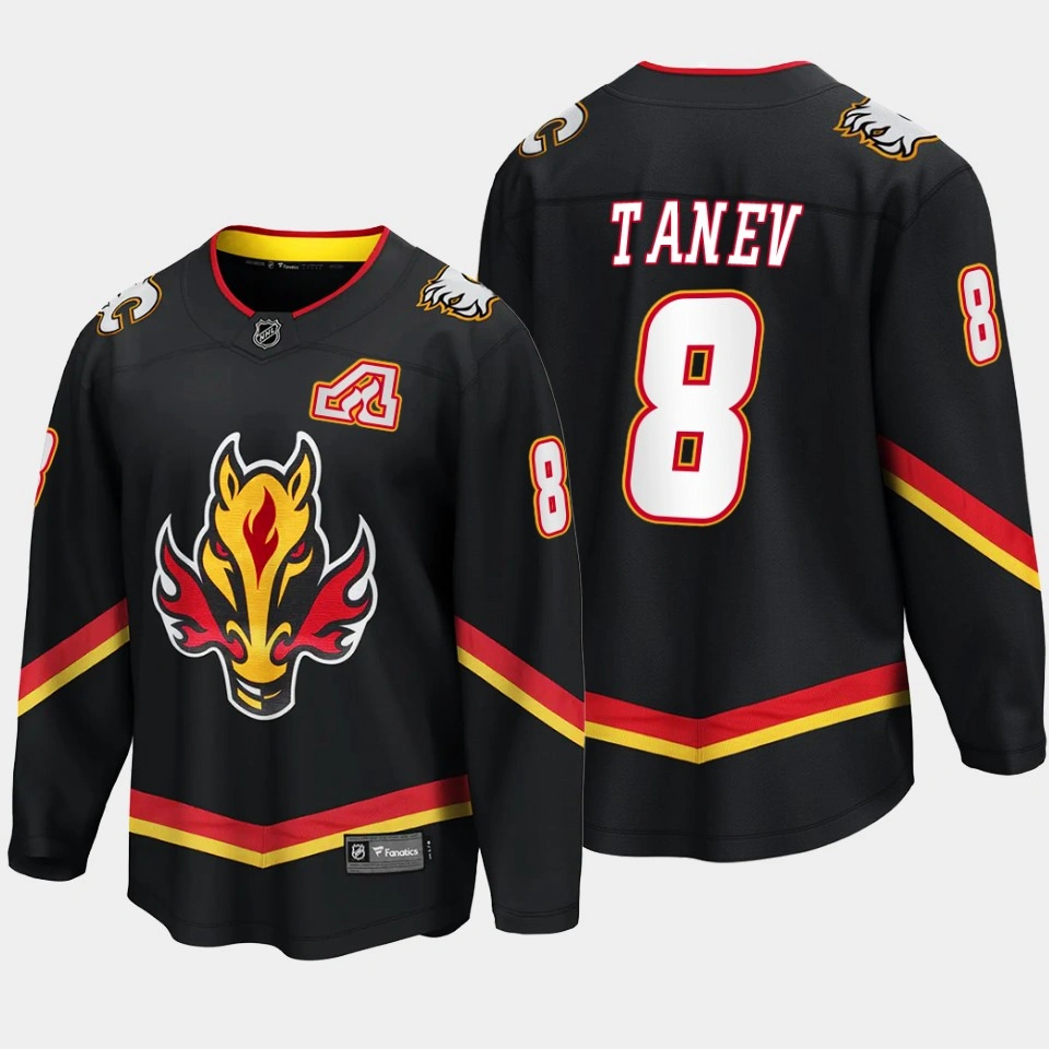 Calgary Flames Christopher Tanev Alternate Black #8 Jersey Breakaway Player