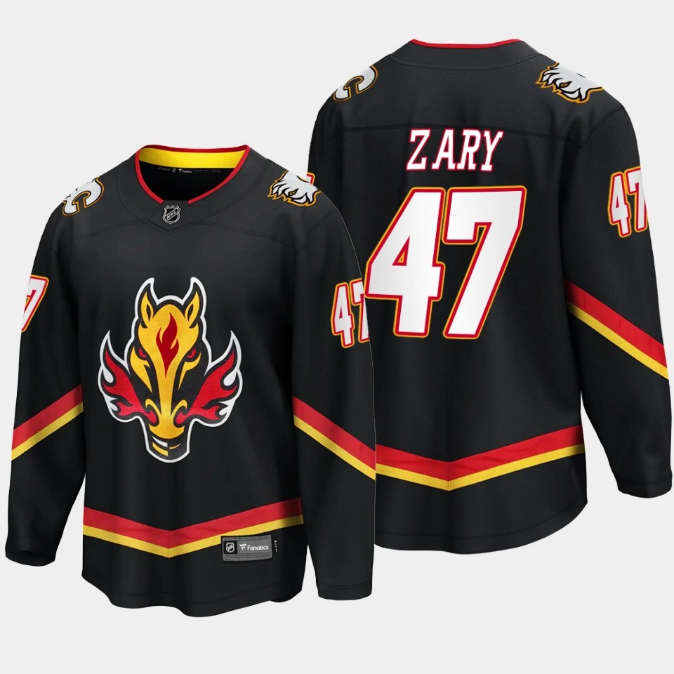 Calgary Flames Connor Zary Alternate Black #47 Jersey Breakaway Player