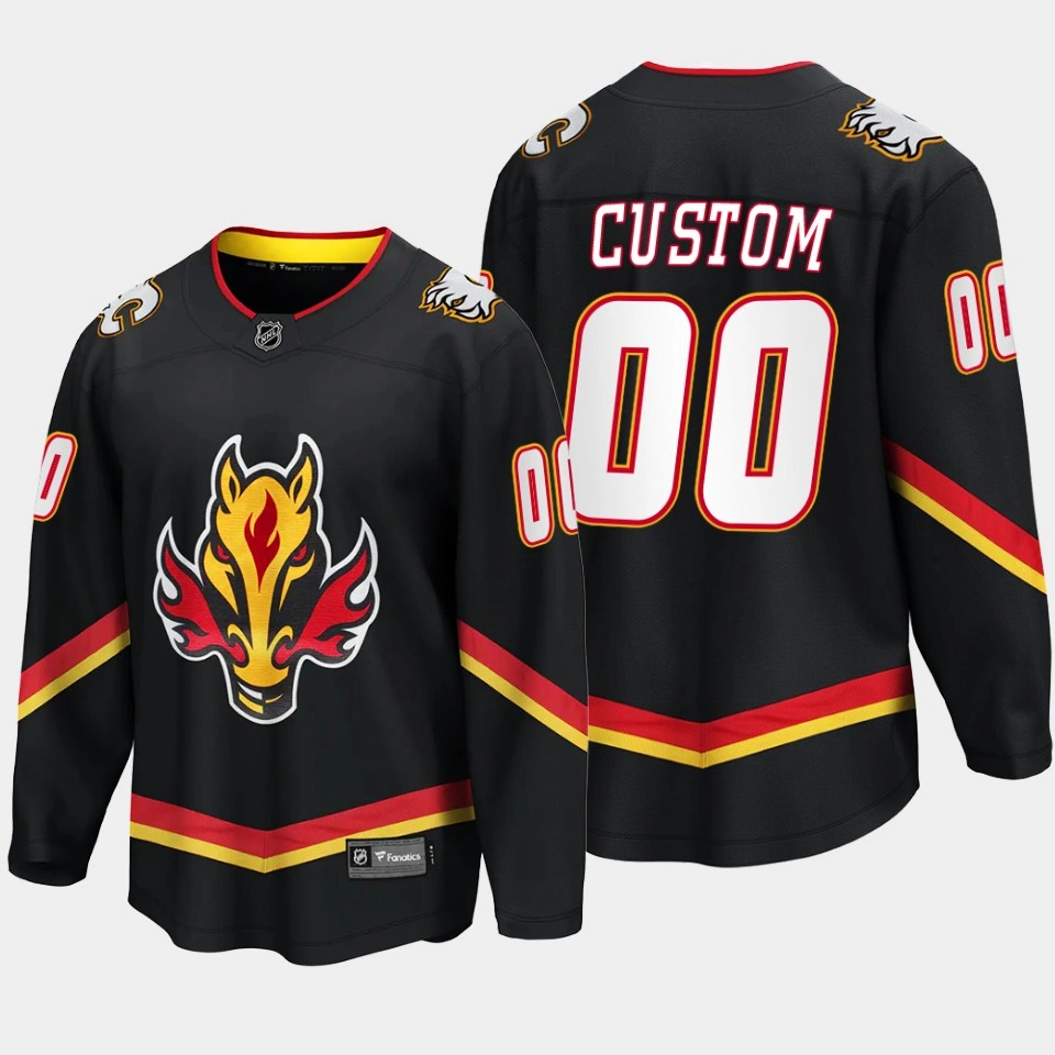 Youth Calgary Flames Custom Alternate Black #00 Jersey Breakaway Player