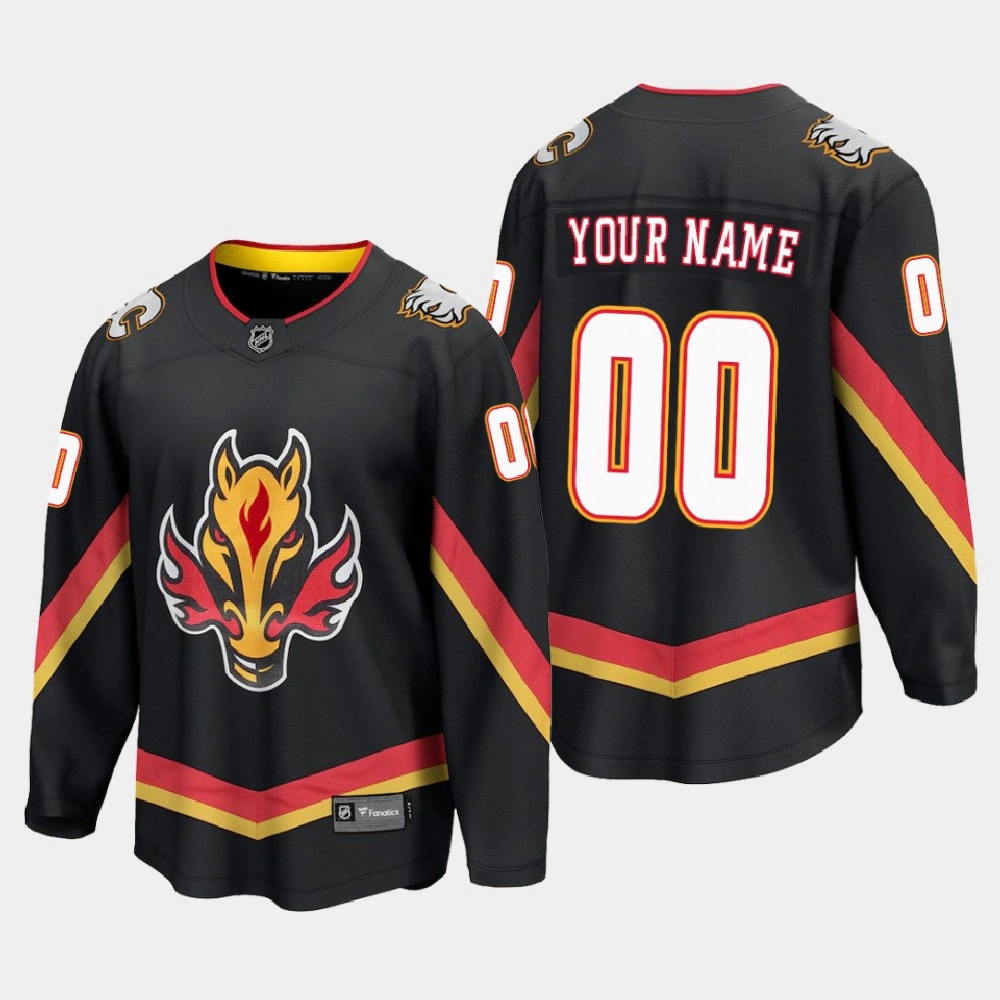 Women's Calgary Flames Custom #00 Special Edition 2021 Breakaway Black Jersey Women's Calgary Flames Custom #00 Special Edition 2021 Breakaway Black Jersey