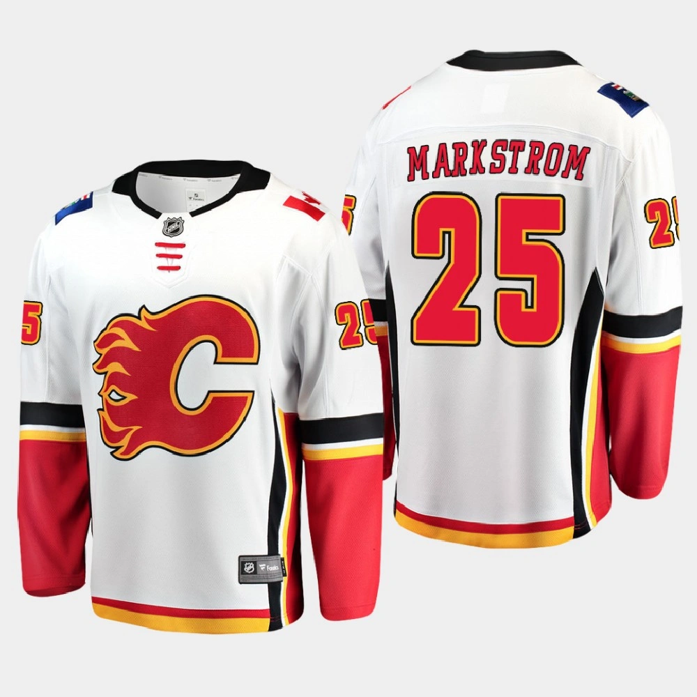 Youth Calgary Flames Jacob Markstrom #25 Away 2020-21 Breakaway Player White Jersey
