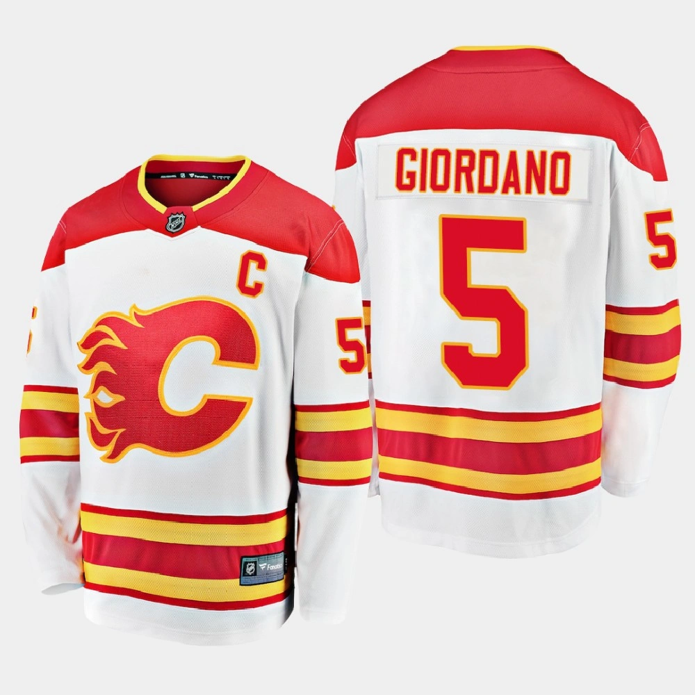 Youth Calgary Flames Mark Giordano #5 Away 2020-21 Premier White Jersey