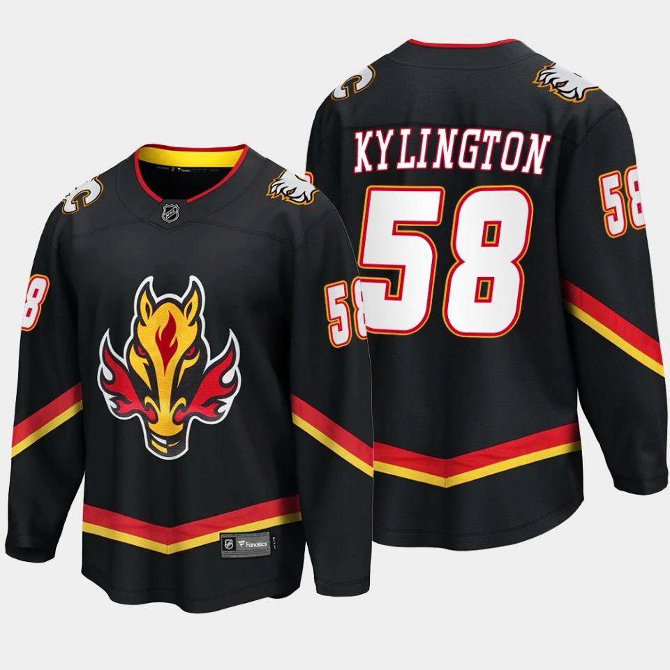 Calgary Flames Oliver Kylington Alternate Black #58 Jersey Breakaway Player Calgary Flames Oliver Kylington Alternate Black #58 Jersey Breakaway Player