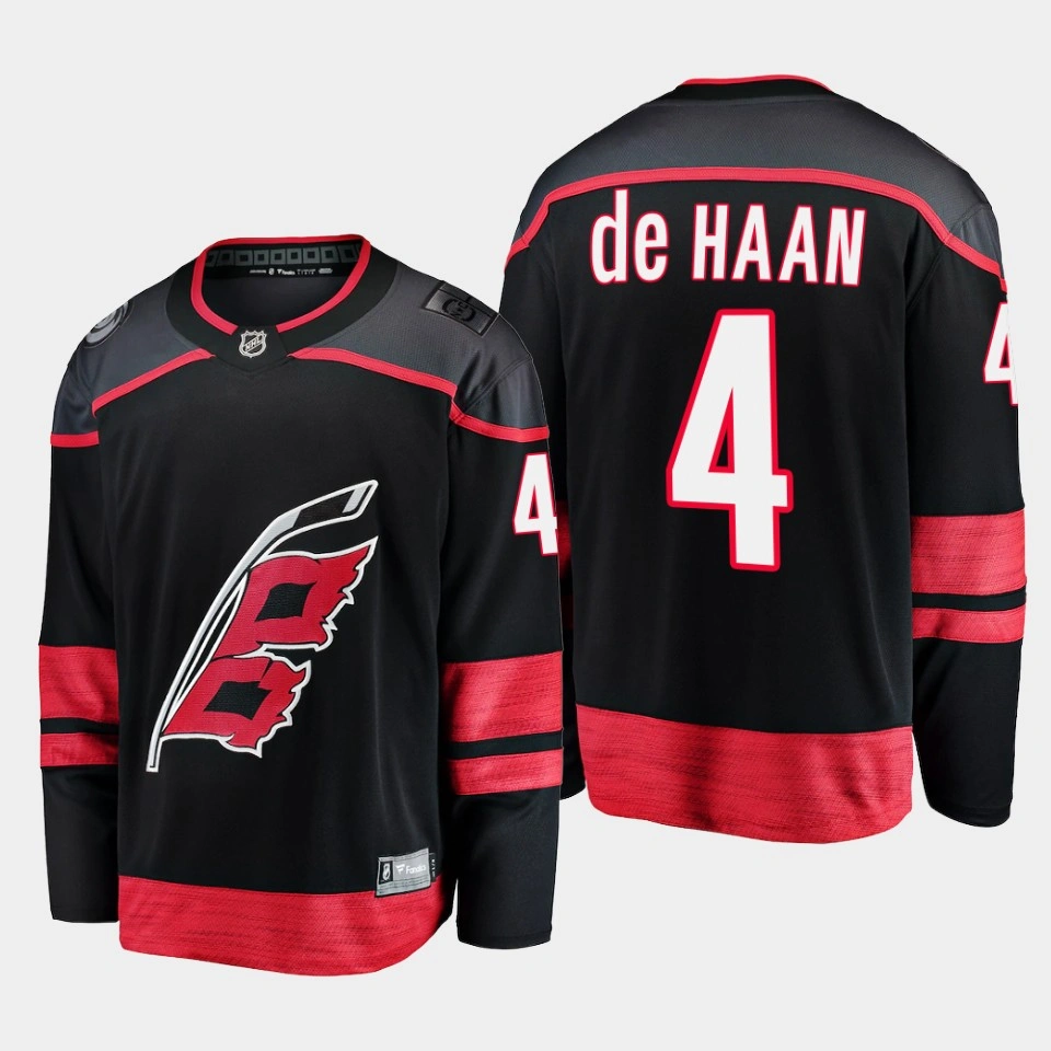 Calvin de Haan #4 Carolina Hurricanes Home Breakaway Player Black Jersey Calvin de Haan #4 Carolina Hurricanes Home Breakaway Player Black Jersey