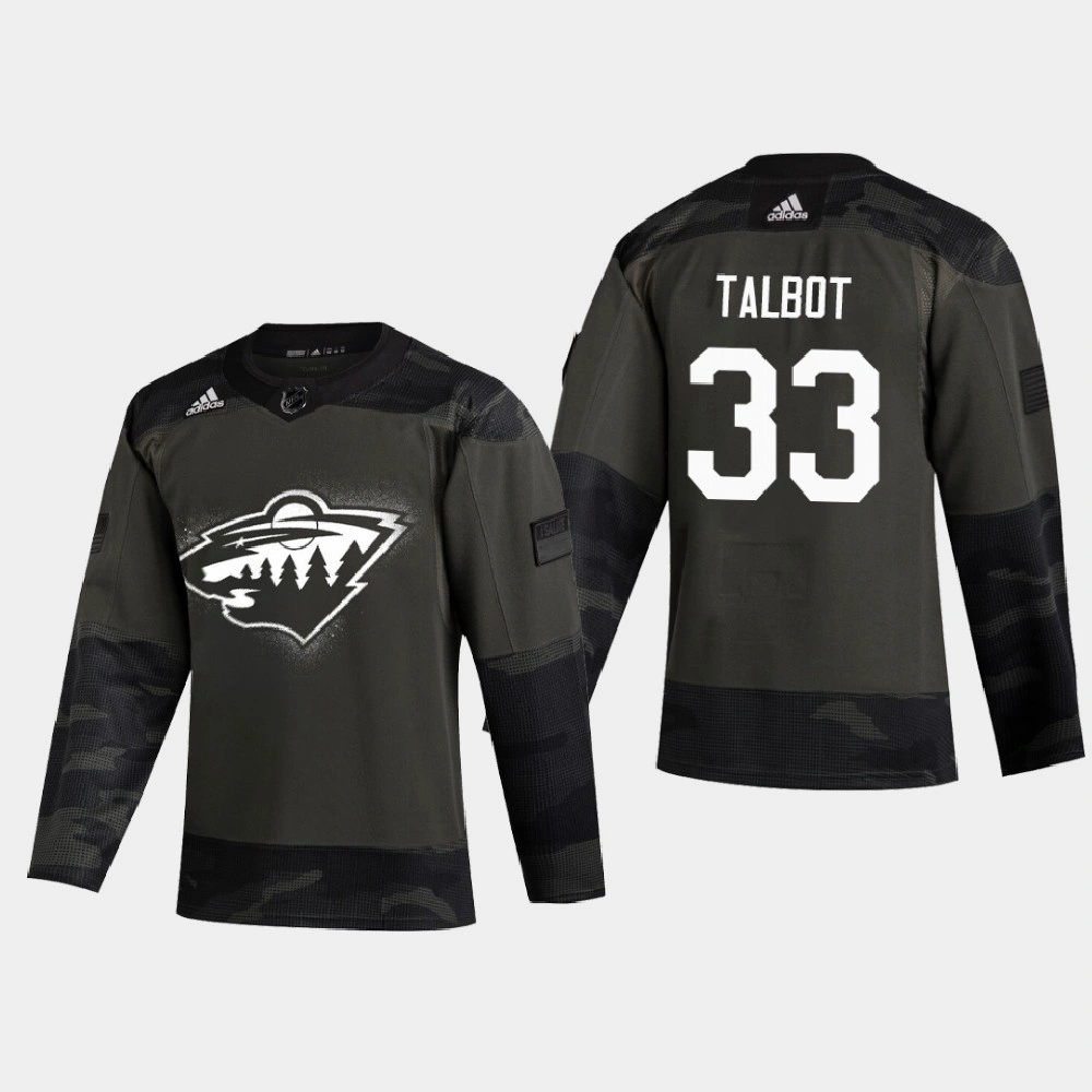 Youth Minnesota Wild Cam Talbot #33 2020 Veterans Day Authentic Practice Camo Jersey